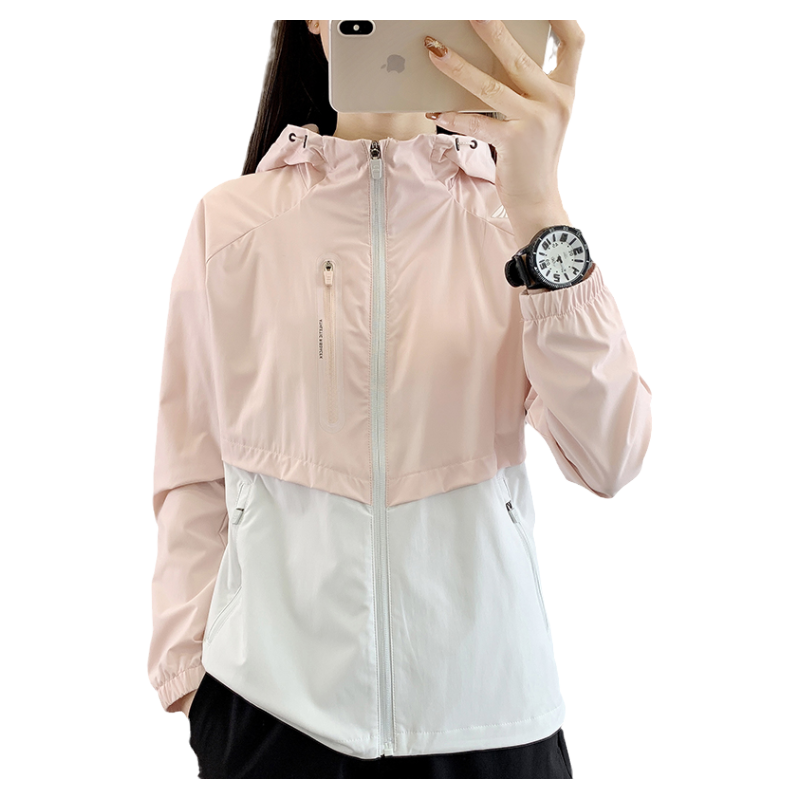 2025新款防晒衣女防紫外线春夏运动弹力透气拼色皮肤衣登山服外套