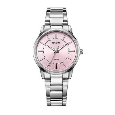 卡西欧简约风时尚石英手表女粉色