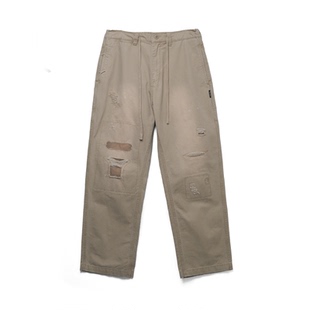 【界碑】NEIGBORL钊叔制重工水洗休闲复古日系补丁松紧直筒裤