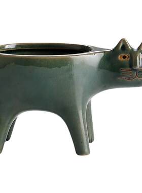 猫咪尾巴动物仙人掌花盆陶瓷