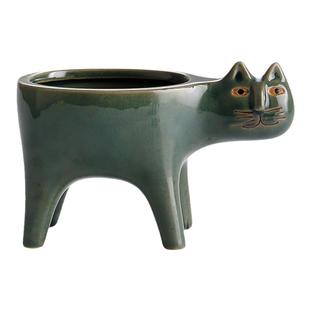 创意可爱猫咪尾巴花盆陶瓷个性卡通动物简约多肉猴尾柱仙人掌花盆