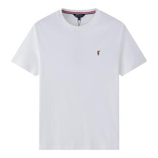 POLOWALK白色t恤男夏季新款通勤短袖休闲时尚百搭男款T恤上衣
