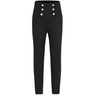 PAPERLLL紧身高腰打底裤子女新款2025爆款秋冬季小脚铅笔黑色裤