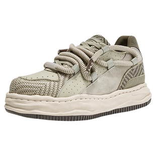 DVO【西湖龙井】隐形内增高鞋男秋冬茶绿百搭厚底情侣休闲面包鞋