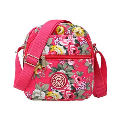 中老年帆布印花手机零钱轻便女包