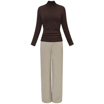 设计感羊毛纯色V领打底衫上衣