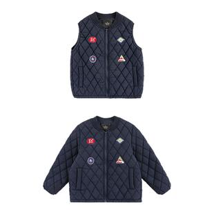 幼悠男童套装冬季防泼水防风轻便保暖菱格棉服外套马甲简约日系风