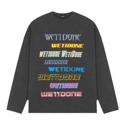 字母logo印花宽松休闲圆领运动衫