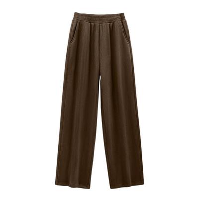 班尼路美拉德灯芯绒直筒裤女款冬季新款高腰休闲百搭加绒阔腿裤N