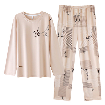 高级拉架棉睡衣女春秋季长袖纯棉