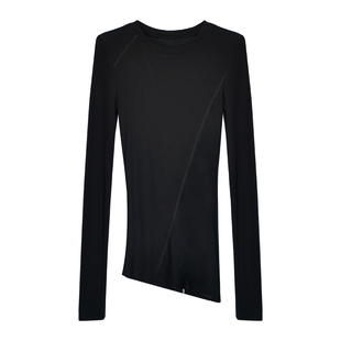 因由 天丝绵羊毛多色通勤设计感斜裁修身显瘦秋冬打底衫上衣女