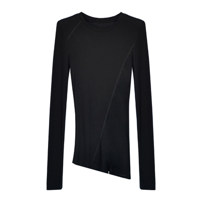 因由 天丝绵羊毛多色通勤设计感斜裁修身显瘦秋冬打底衫上衣女