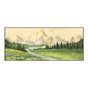 日照金山客厅装饰画横版沙发背景墙挂画现代简约聚宝盆山水风景画