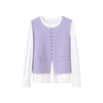 李子木先生百搭撞色减龄T恤女2026春季休闲马甲洋气叠穿上衣套装