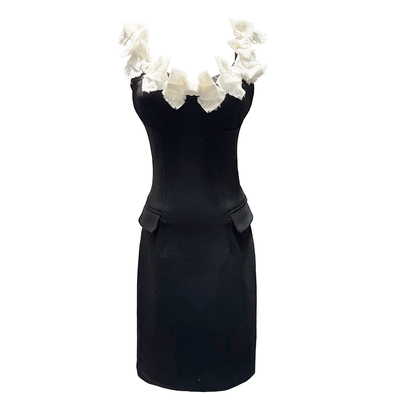 熊熊屋【黑道千金】小众秀款 蝴蝶结收腰包臀中长连衣裙