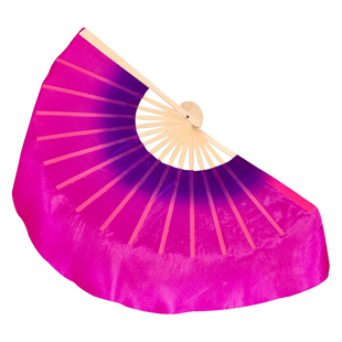 真丝舞蹈扇子一尺八寸双面山西民间小花戏紫玫渐变胶州秧歌跳舞扇