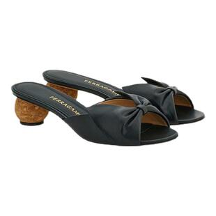 【季末折扣】FERRAGAMO菲拉格慕女士球形鞋跟蝴蝶结拖鞋凉鞋