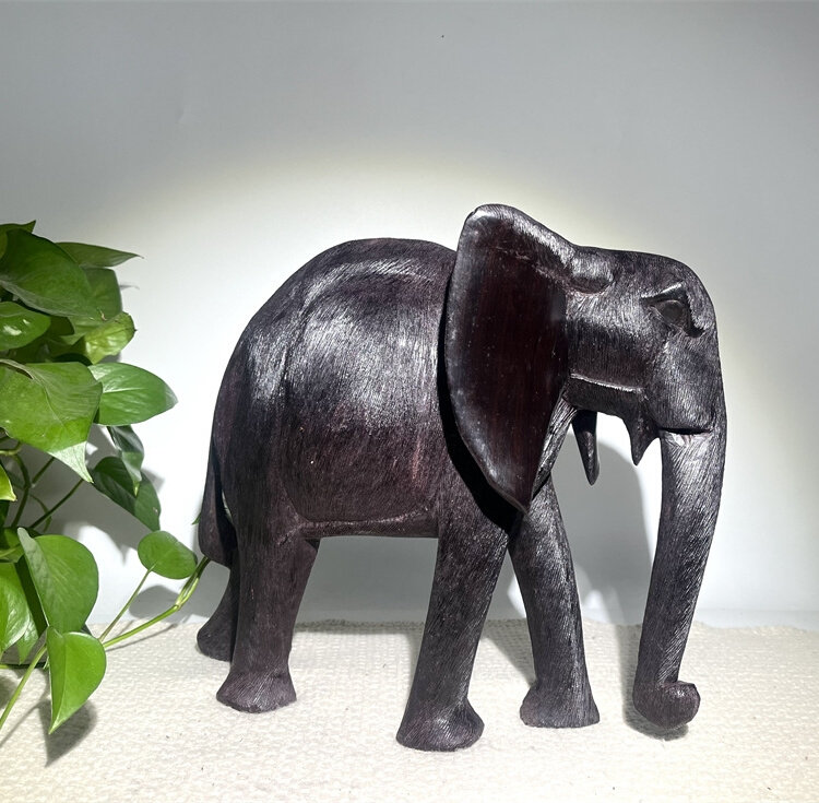 木雕大象非洲黑木雕艺术品 乌木大象 家居办公收藏摆件