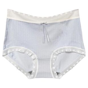 彩田花仙子内裤女中腰22012高腰22013蕾丝边提花糖果色平脚莫代尔