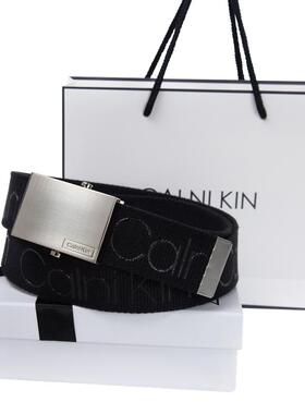 CK皮带男LOGO帆布纯色年轻人腰带