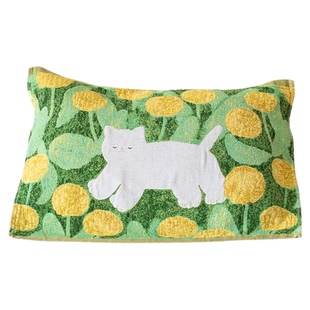 蒲公英猫猫枕巾全棉可爱萌趣枕头巾纯棉一对装家用防头油可固定