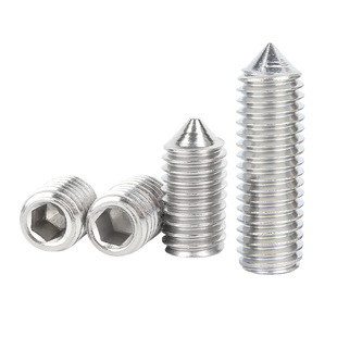 316不锈钢内六角尖端锥端紧定螺丝304无头机米顶丝螺钉M3M4M5M6M8