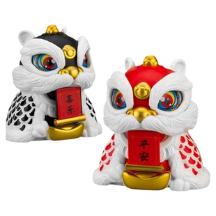 国潮舞狮小摆件桌面红色小狮子迷你醒狮手办装饰熊猫变脸娃娃玩具