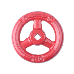 红色烤漆铸铁平面实心手轮方孔9*9消防手轮直径100/65阀门手柄7*7