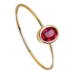 鸽血红宝石戒指18K金镶嵌天然彩宝椭圆女戒精致小巧轻奢百搭尾戒