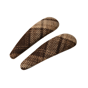 女士发夹 杏咖色格子纹布艺发夹 多款式夹子甜美盘发抓夹鲨鱼夹