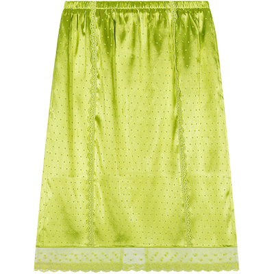 落落狷介绿色波点半身裙女