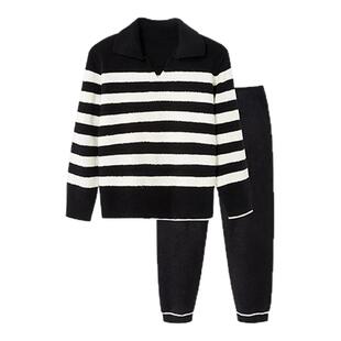 【刘雯同款】ubras贴贴系列|慕斯绒冬季保暖加绒家居服套装睡衣女