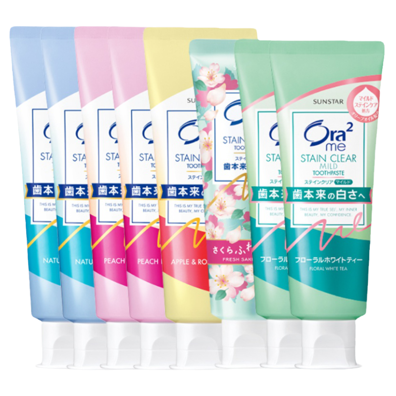 ora2皓乐齿果味牙膏去黄去渍亮白清新含氟8支装进口