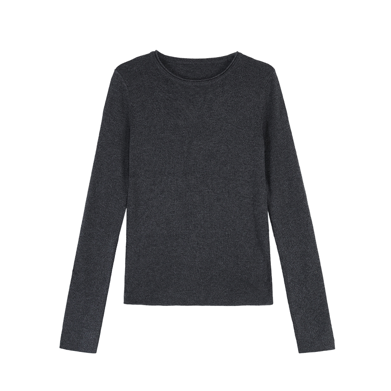 辰米范 舒适回归 基础款正肩圆领针织打底衫女修身显瘦内搭上衣