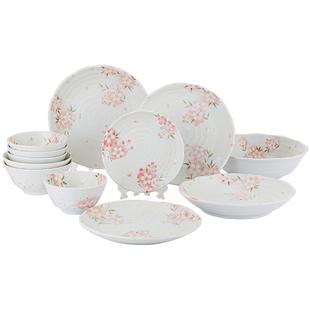 【自营】有古窑樱花餐具日本进口碗家用美浓烧日式盘陶瓷饭面碗
