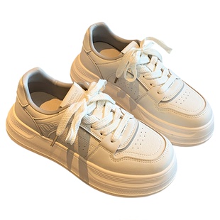 【TFM】2026春季新款小白鞋女厚底增高百搭系带休闲板鞋学生潮鞋