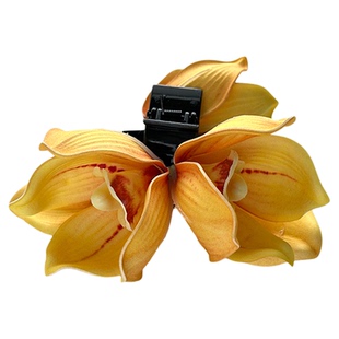 氛围感桔黄色花朵发饰仙气头花发夹波西米亚度假拍照头饰女发卡子