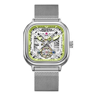 Dickies机械手表男款镂空时尚潮流全自动夜光防水方形钢带男士729