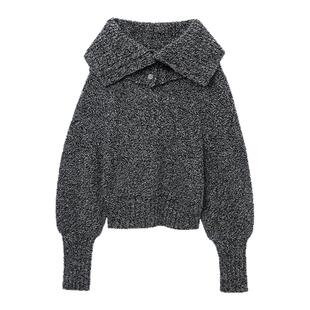 MEDIUM WELL 2025秋季新款彩点绞花羊毛蝙蝠袖毛衣女休闲百搭上衣