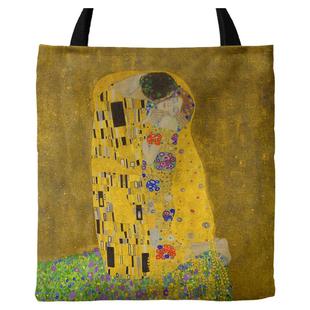 克里姆特吻名画拉链布包书包手提袋单肩包定制l布包高清广告袋