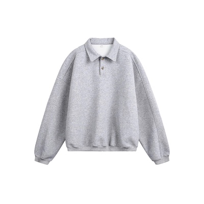 NTBF重磅质感翻领套头衫2026男女春秋新款长袖复古polo领卫衣外套