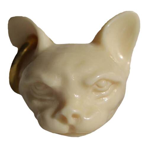 天然猛犸保真牙雕无毛猫小狗头个性文玩手串配饰铜圈提溜可爱饰品
