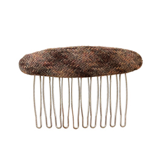 法式复古格纹小香风公主刘海碎发插梳高颅顶毛绒侧边发夹齿梳发卡