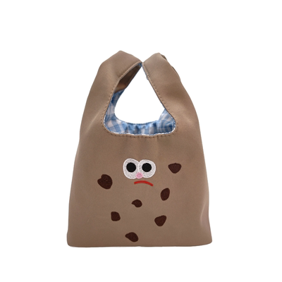 可爱卡通手拿包撞色百搭通勤包包慵懒风便携手提包小众设计帆布包