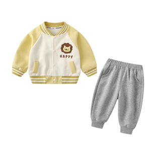 男童春装套装男宝分体三件套婴儿棒球服休闲卫衣儿童春季外套衣服