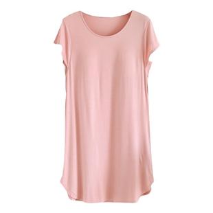 新款莫代尔睡裙女夏薄款带胸垫罩杯短袖凉感睡衣显瘦家居裙服韩版