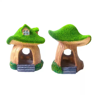 热卖鱼缸造景青苔蘑菇房子 水族箱树脂工艺品 鱼虾躲避屋