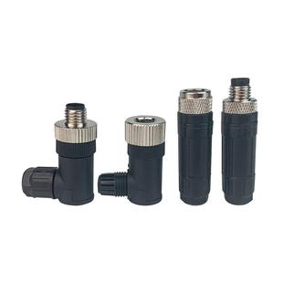M8航空插头防水连接器3芯4针5孔8PM12公母直弯接头接近开关传感器