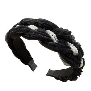 发箍2026新款高端欧根纱编织珍珠女士发夹高级感绝美仙女发捆发饰