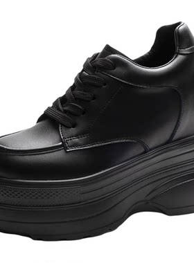 春秋高跟单鞋轻便厚底系带小皮鞋